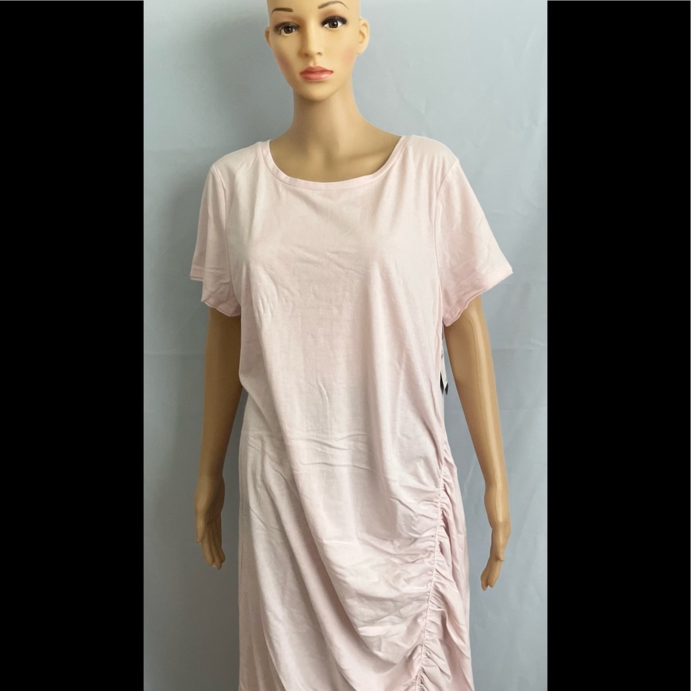 Ruched Cotton Blend T-Shirt Dress